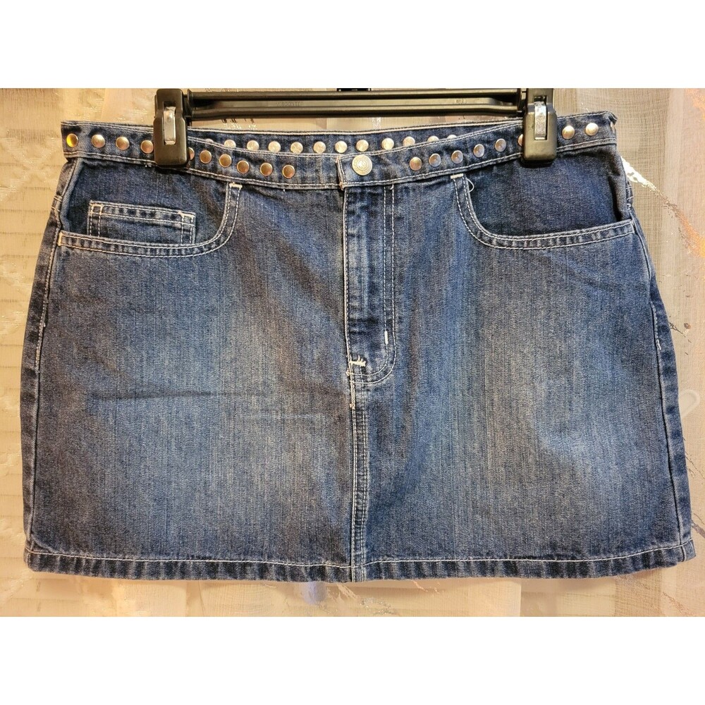 Studded Denim Jean Mini Skirt Women’s 9/10 Ralph Lauren Punk Metal Edgy Rock